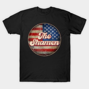 American Flag Personalized Shamen Proud Name Birthday T-Shirt